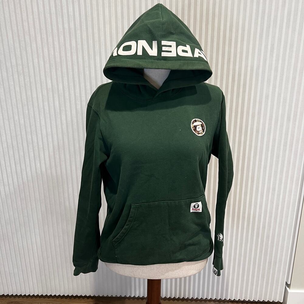 AAPE BY A BATHING APE Men's Camo Patch Hoodie Size M In Green